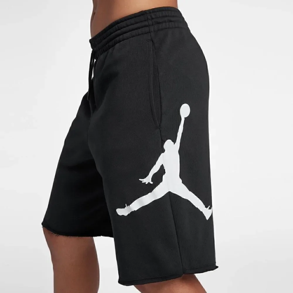 Air Jordan 1 3 4 5 6 8 11 13 14 Retro OG Jumpman Logo Fleece Shorts Black White